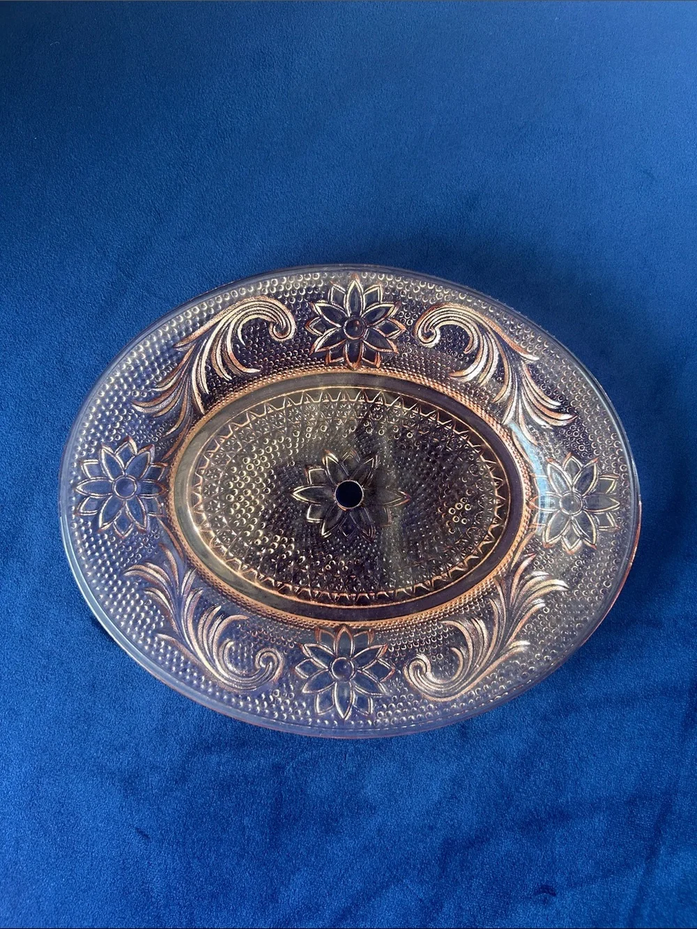 Vintage Pressed Glass Oval Serving Tray - Pink